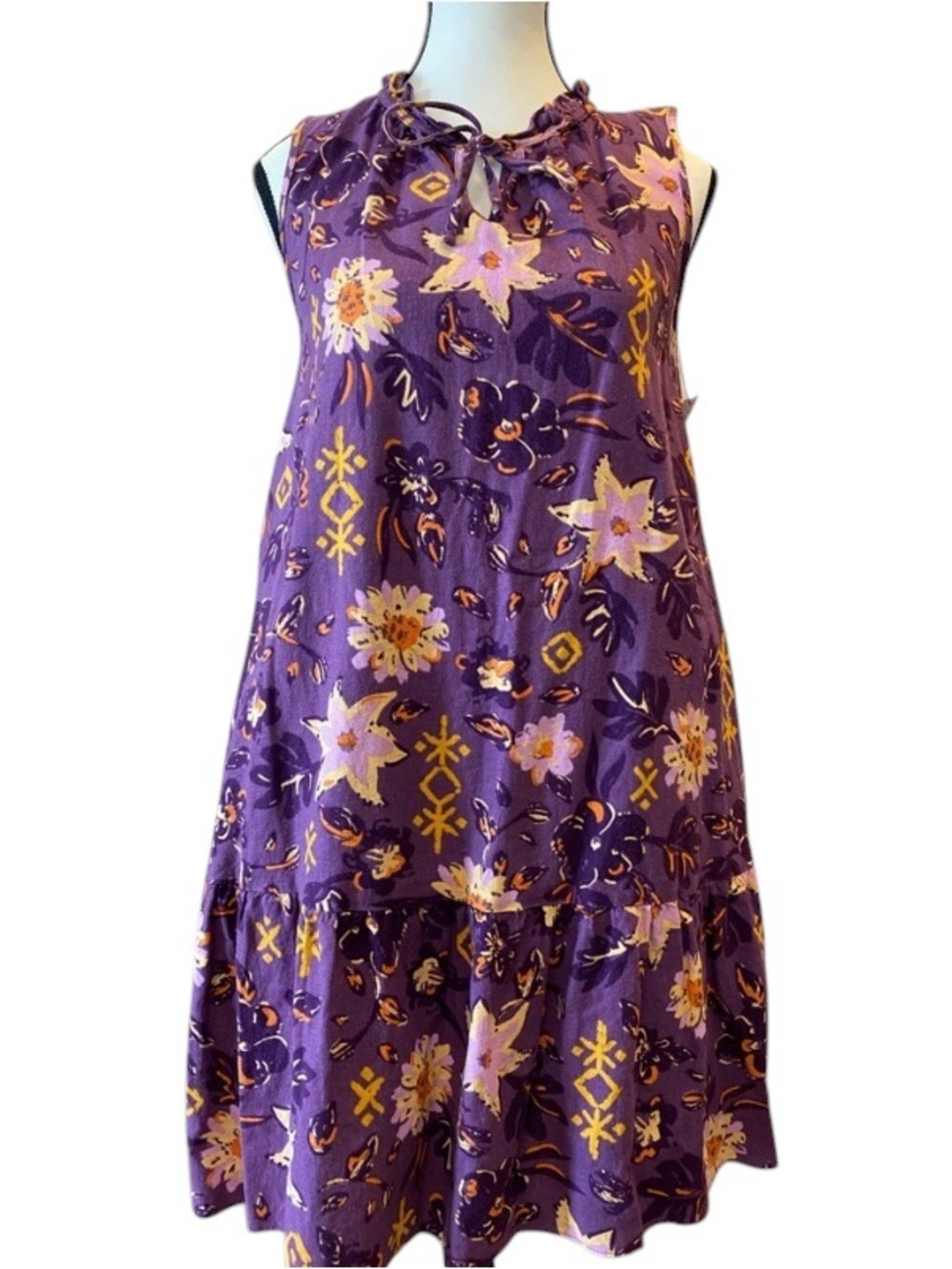 Sonoma linen/rayon blend sleeveless A-line dress Size XS new with tags